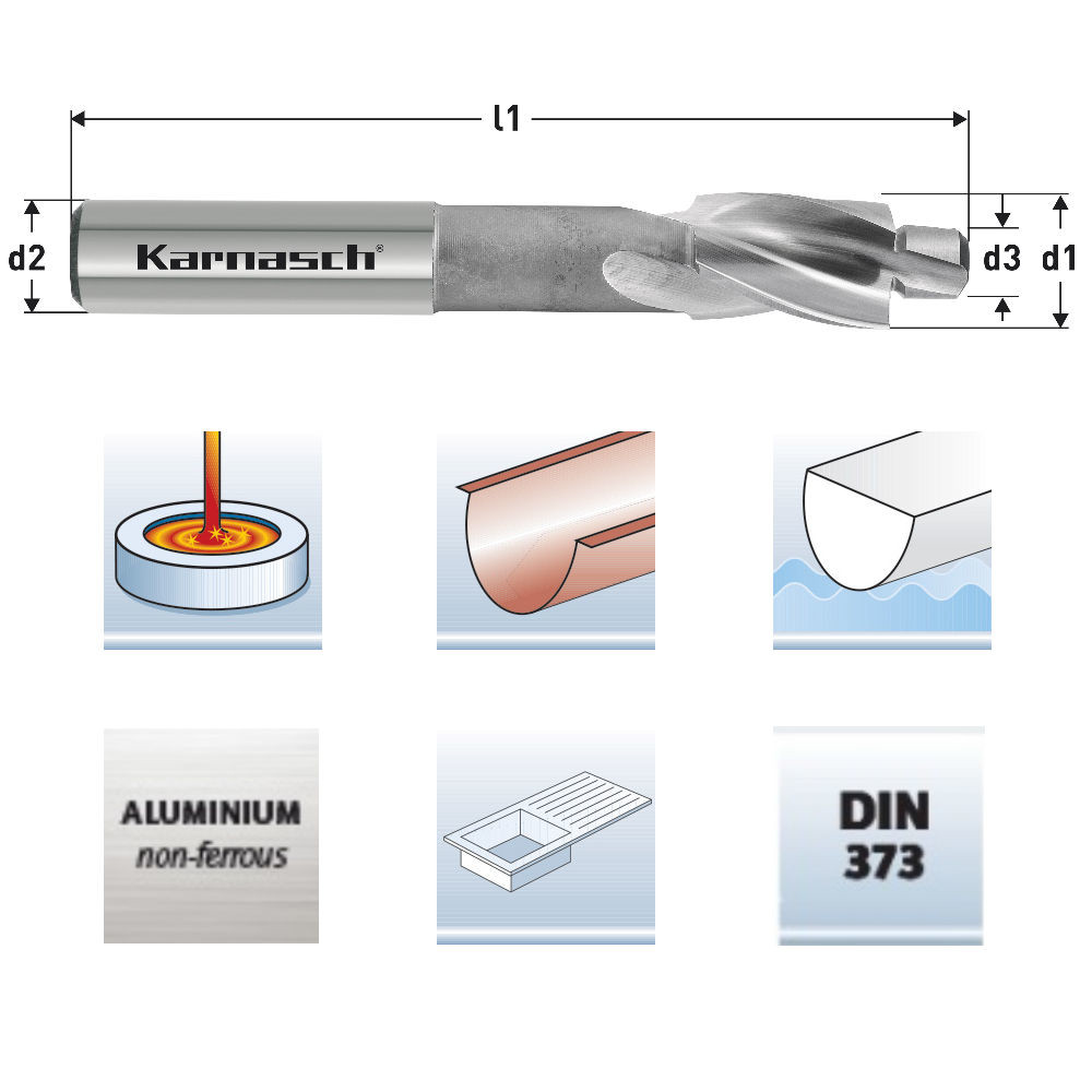 Flachsenker und Senker HSS-XE 180° DIN 373 Gütegrad fein für Durchgangsloch in Metall von Hauptversand24