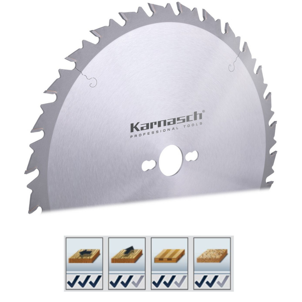 HM Sägeblatt, Karnasch, für Hartholz, MDF mit Abweiser Spandickenbegrenzer, Ø 250 - 700 mm WZA
