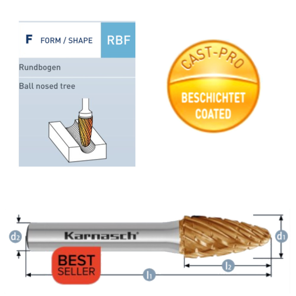 Technische Zeichnung RBF Rundbogen Maße D1 10-12mm L2 19-25mm