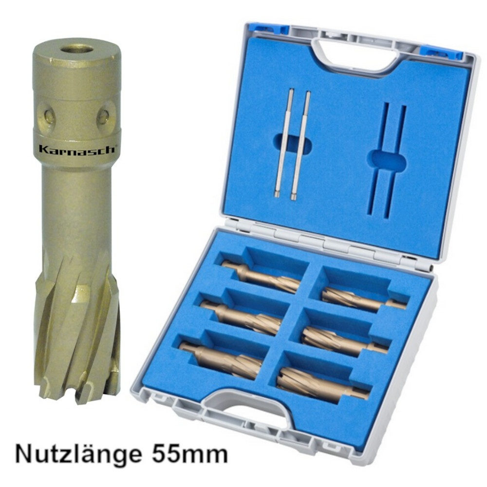 HM-Kernbohrer Set Ø14,18,22mm, 8-teilig, 55mm Nutzlänge, Quick-In Schaft, Basic bei Hauptversand24