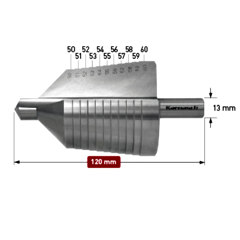 Stufenbohrer, HSS-XE, d=50-60 mm, CBN geschliffen, 2 schneidig, Karnasch - Titelbild