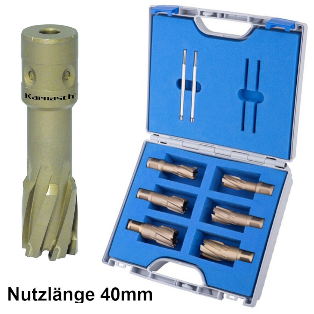 HM-Kernbohrer Set 8-teilig Ø 14/18/22 mm, Hartmetall, Fein Quick-In Schaft, Basic, ideal als Lochbohrer und Kreisschneider