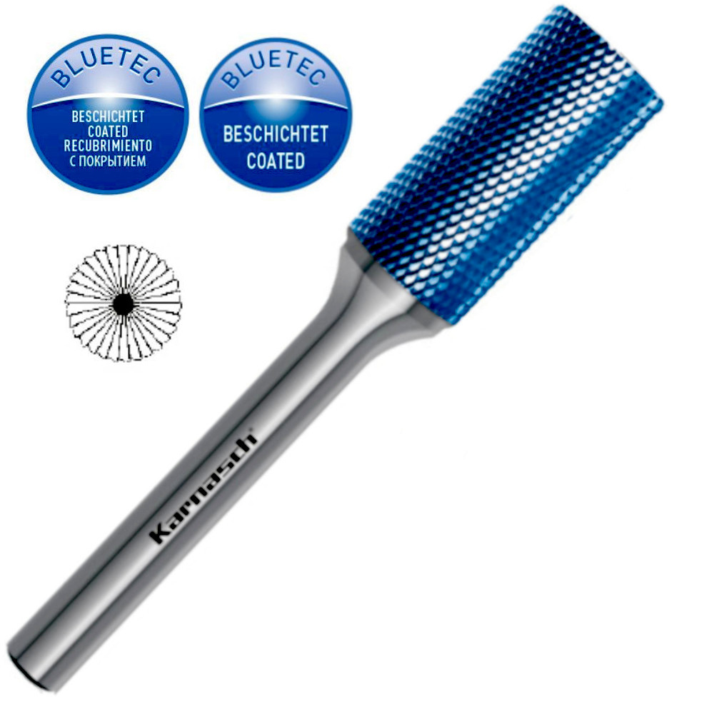 HM Frässtift, Ø=6-12mm, Serie 116081, ZYB, Mircoverzahnung, beschichtet, Blue Tec