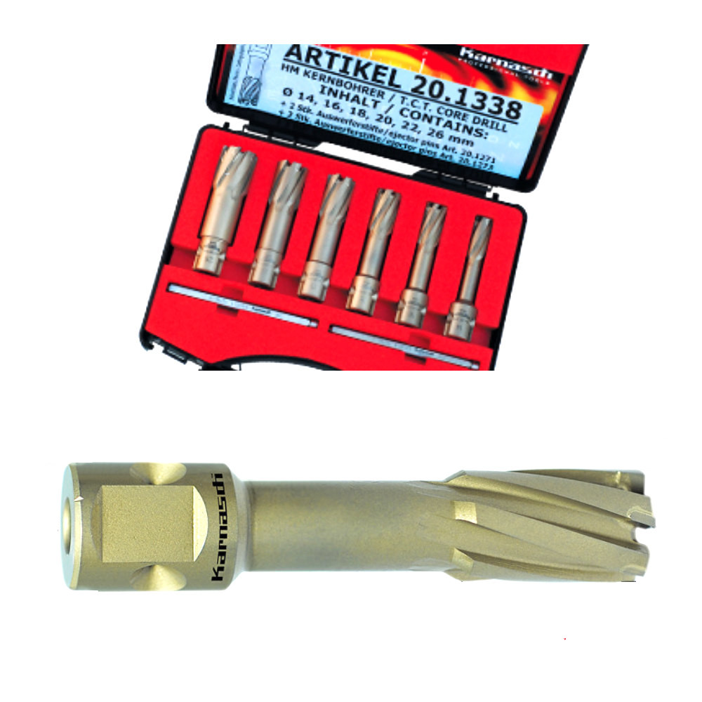Karnasch Hard-Line Hartmetall-bestücktes Kernbohrer-Set, 10-teilig Ø 12-26mm, Nitto/Uni