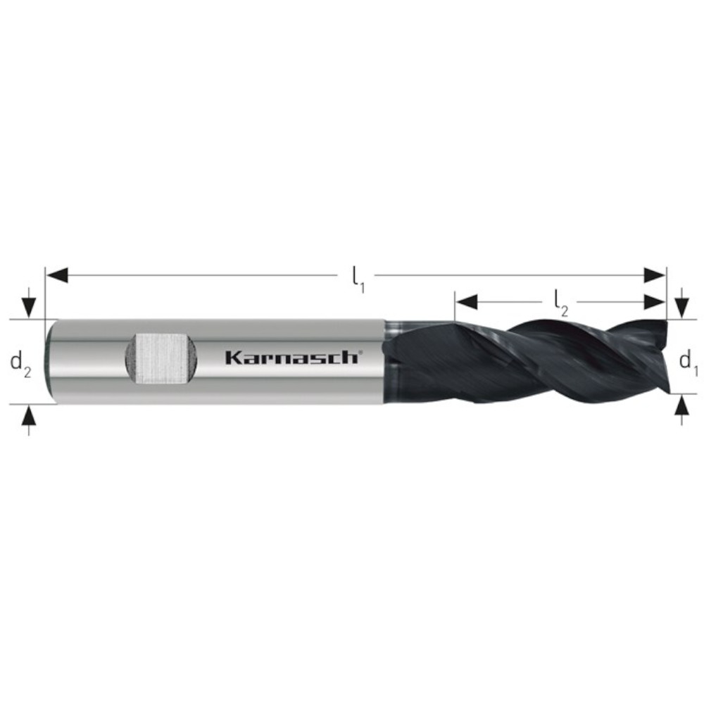 Karnasch HSSX-V2 Schaftfräser, 3 und 4 Schneider, Durchmesser [Durchmesser] mm, Weldonschaft