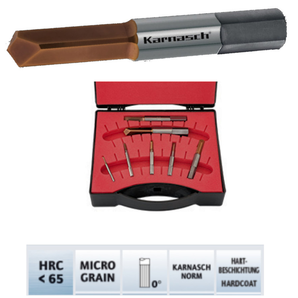 Karnasch Vollhartmetall Gewindebohrer-Ausbohrer Set M3–M12 mit HRC 65 Beschichtung