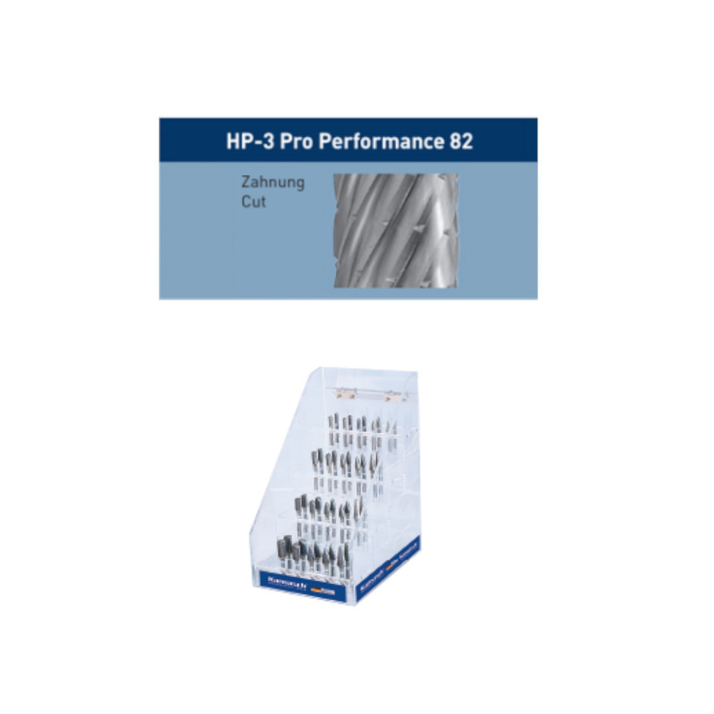 Fräser- Set, Display mit 40 Rotierfräsern, HP-3 PRO Verzahnung, unbeschichtet - Titelbild