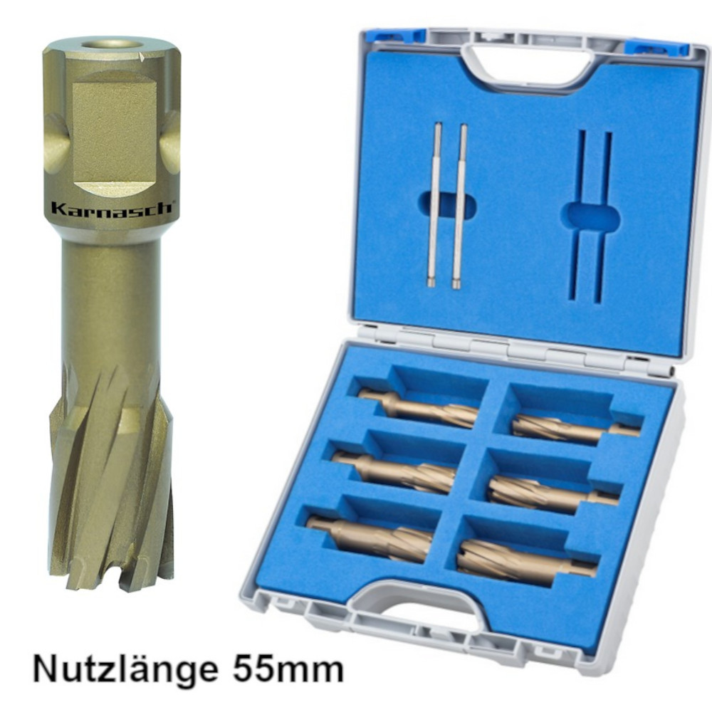 8-teiliges HM-Kernbohrer-Set mit Nitto-Uni Schaft, Ø 13/16" bis 1-1/16", Hartmetall für präzise Metallbohrungen.