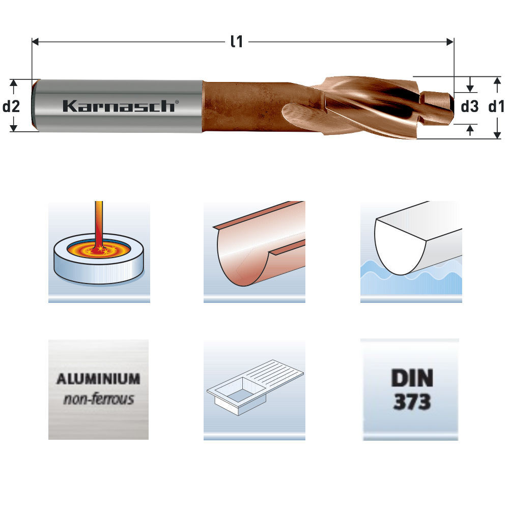 Flachsenker 180° HSS-XE Senker mit Titan-Tec Beschichtung für Metallbearbeitung