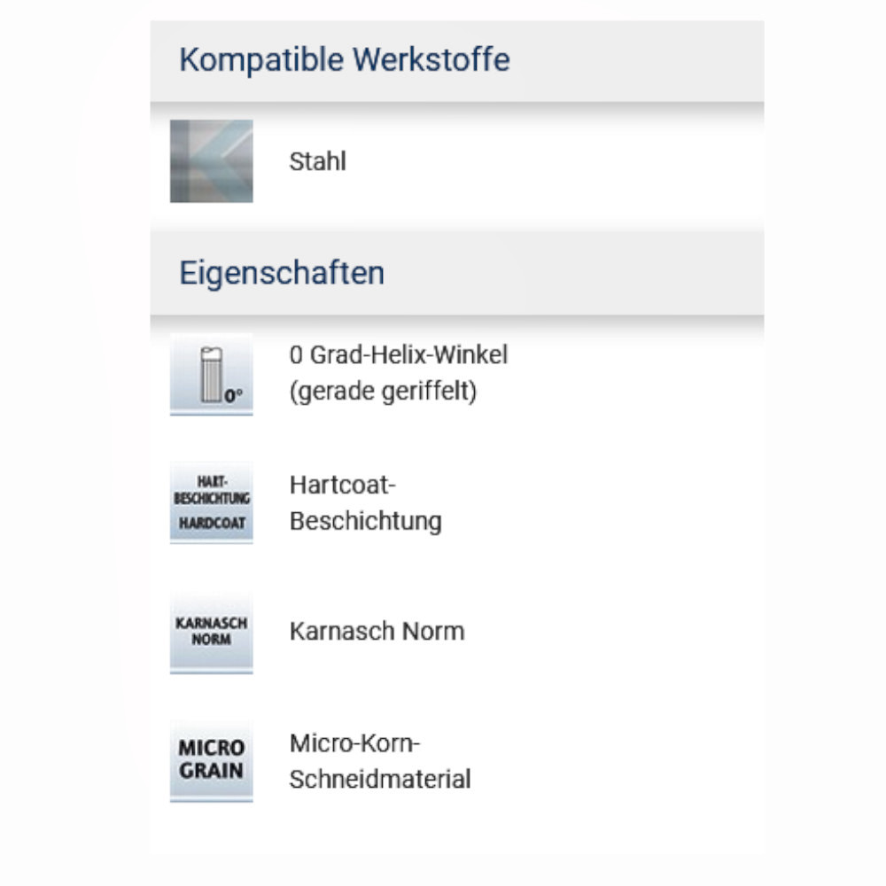 Technische Eigenschaften des Karnasch Gewindebohrer-Ausbohrers mit Hartcoat-Beschichtung und Micro-Grain Hartmetall