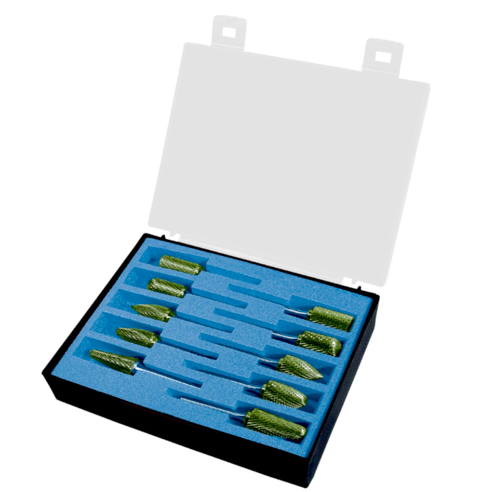 Rotierfräser, 10 Stück, Ø 12 mm, Schaft 6 mm, HP-3 PRO Verzahnung, GREEN-TEC beschichtet