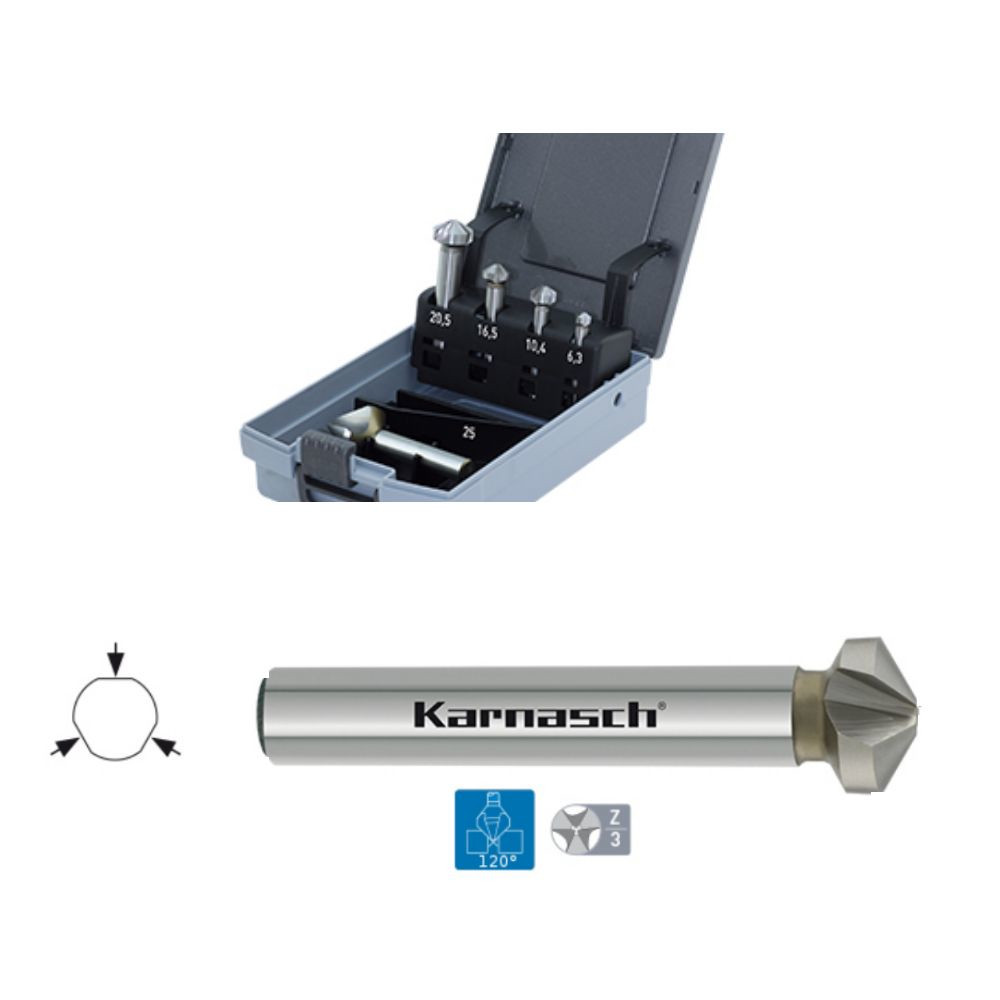 Kegelsenker, Senker Set 5teilig, Karnasch DIN335, HSS-XE, 120°, Ø 6.3, 10.4, 16.5, 20,5, 25,0mm - Titelbild