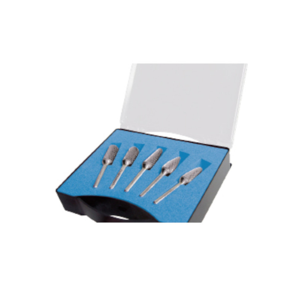 Fraesstifte-Set-114964u Rotierfräser-Set, 5 teilig, Ø 10 mm, Schaft 6 mm, HP-3 PRO Verzahnung, unbeschichtet