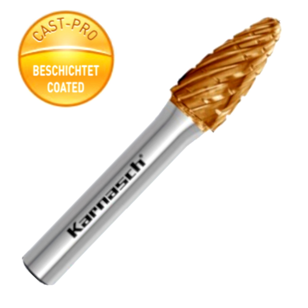 Karnasch HM-Frässtift Rundbogen RBF CAST-PRO beschichtet für Guss