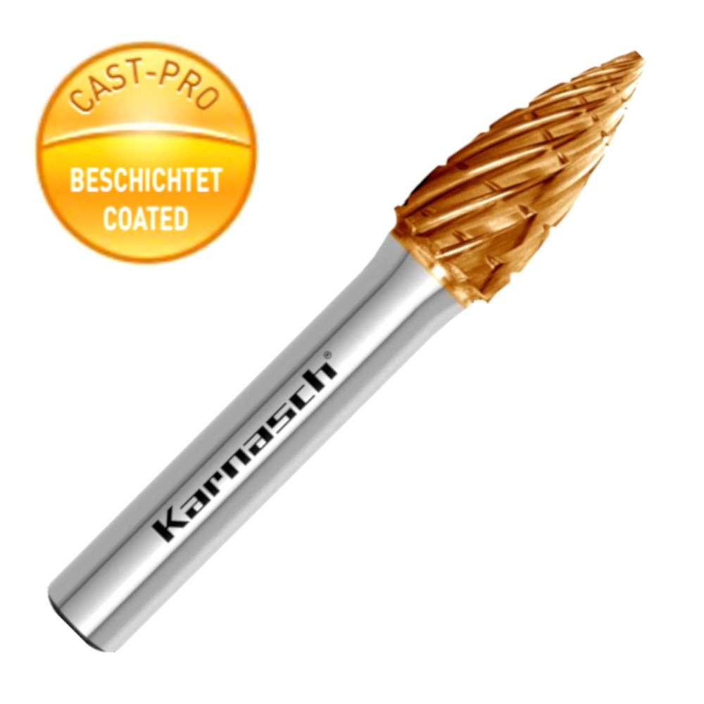 Karnasch HM-Frässtift Spitzbogen SPG CAST-PRO beschichtet für Gusseisen