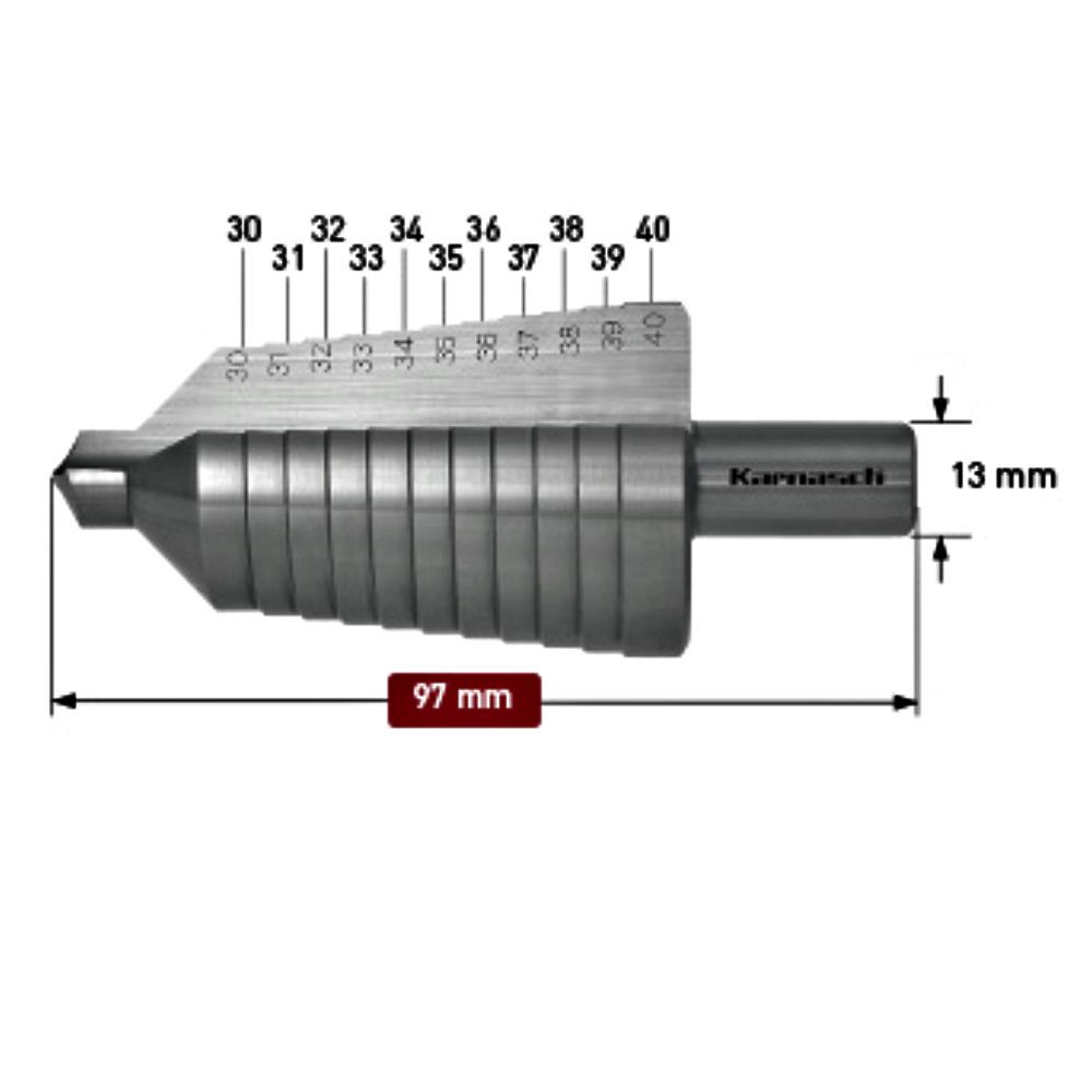 Stufenbohrer Spirale HSS-XE, d=30-40 mm, CBN, 2 schneidig, Kegelbohrer, Karnasch - Titelbild