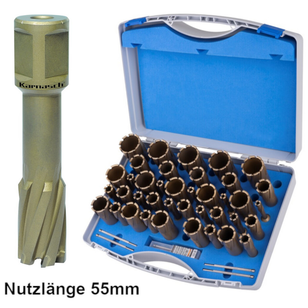Hartmetall-Kernbohrer Set DELUXE, 55 mm, Weldonschaft