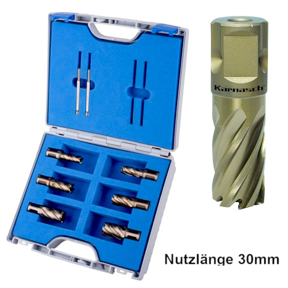 201324-1 Karnasch Kernbohrer-Set HSS-XE Ø 12-22 mm  8-teilig mit GOLD-TECH Oberfläche