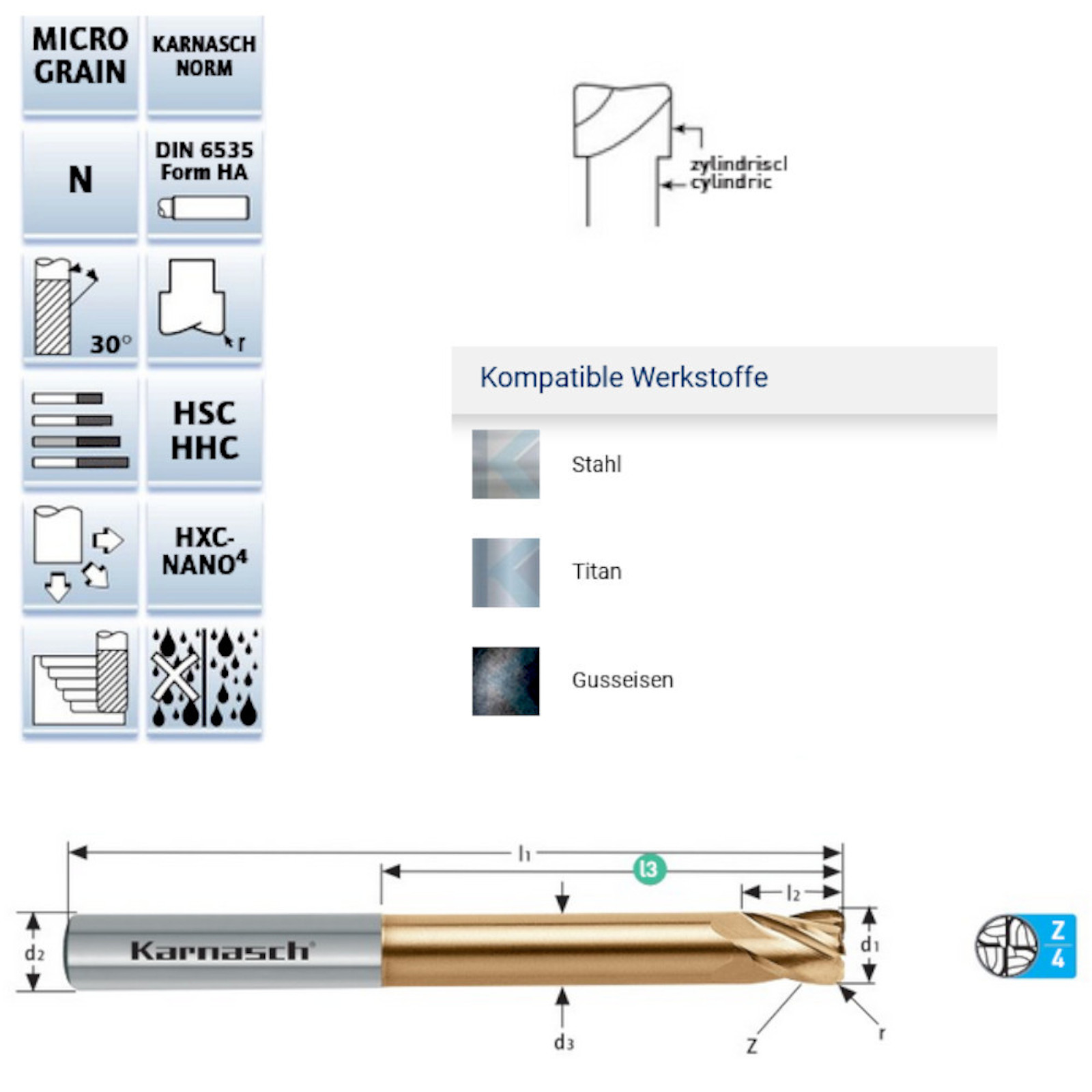 VHM Gesenkfräser extra lang mit Eckenradius Vollhartmetall CNC Fräser für präzise Metallbearbeitung