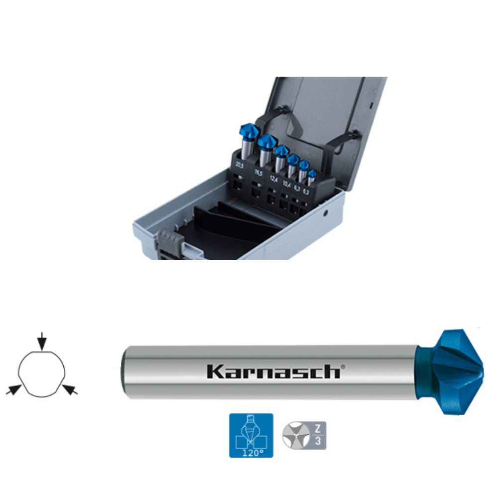 Kegelsenker Set, 6tlg, HSS-XE, Blue Tec, 120°, Ø 6.3, 8,3, 10.4, 12.4, 16.5, 20.5mm - Titelbild