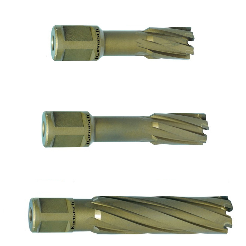 Hartmetall-bestückter Kernbohrer und Kernlochbohrer mit Weldonschaft und 55 mm Nutzlänge aus der Hard-Line 55 Serie von hauptversand24