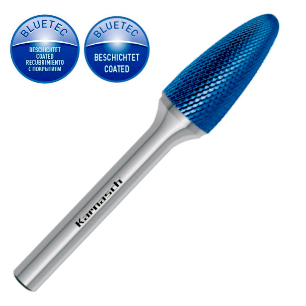 HM Frässtift, Ø=2-12mm, Serie 116084, RBF, Microverzahnung, beschichtet, Blue Tec