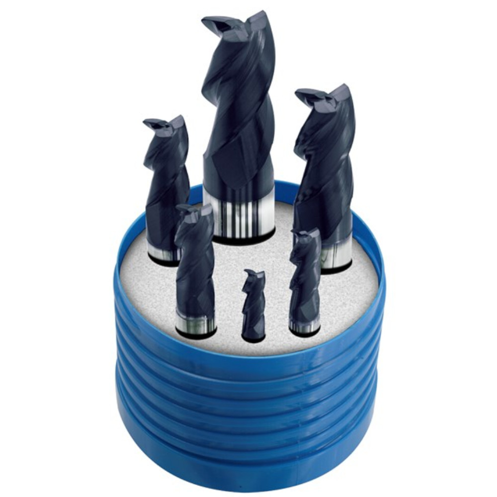 Karnasch HSSX-V2 Schaftfräser-Set 703004, 6-teiliges Set aus 3-Schneider Fräsern mit Weldonschaft