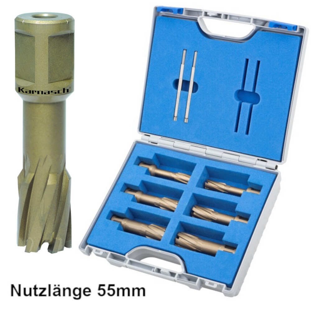 HM-Kernbohrer-Set 8-teilig aus Hartmetall mit Weldonschaft für Metallbearbeitung