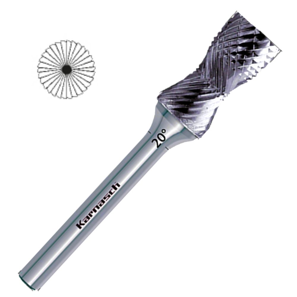 HM Frässtift, Zylinderfrässtift, Stirnverzahnung Ø=12,0 / Schaft=6 / Länge=70mm, Combi Curve