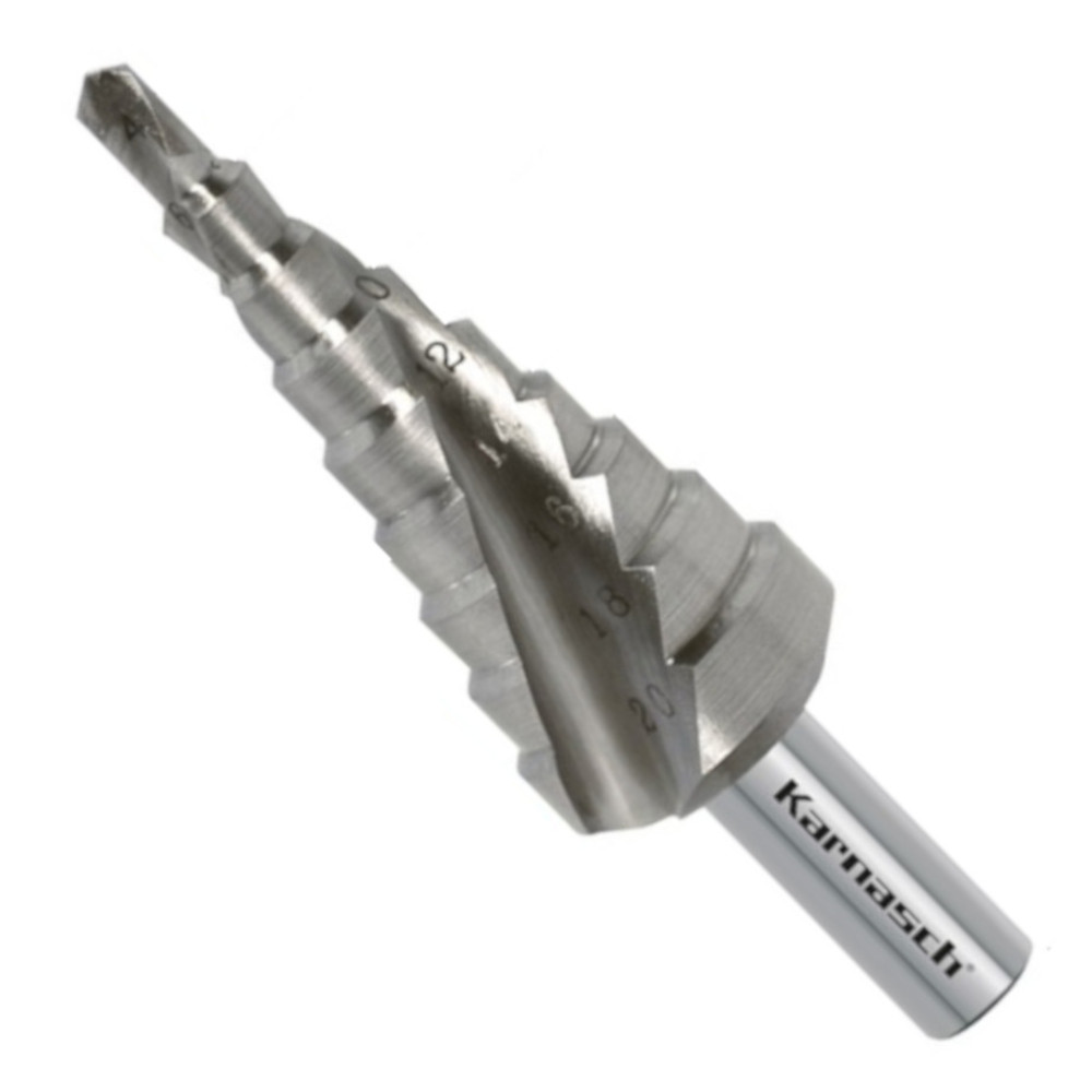 Stufenbohrer HSS-XE 4-20 mm, Spiral genutet, 2 Schneiden, CBN geschliffen