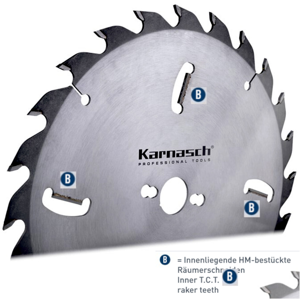 Kreissägeblatt, Trenn und Zuschnitte grob mit Räumerschneiden, für Holz, Ø 300 - 500 mm WZ 4 x R