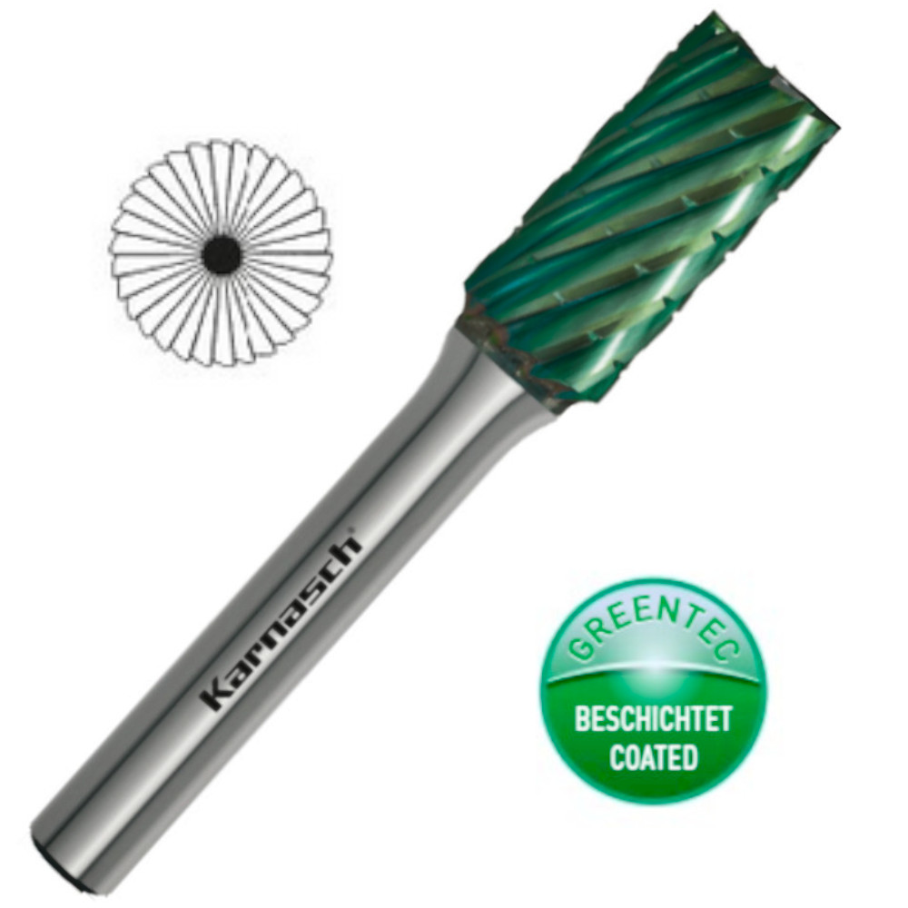 HM Frässtift, Ø=6-16mm, ZYB, Serie 116091, Stirnverzahnung, HP3 PRO, beschichtet, Green Tec