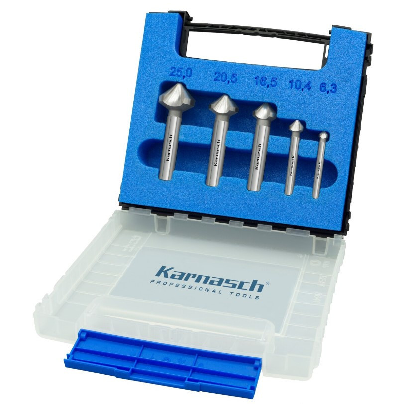 Kegelsenker Set 5tlg, Karnasch, HSS-XE, 90°, DIN 335 Form C, 6.3, 10.4, 16.5, 20.5, 25mm