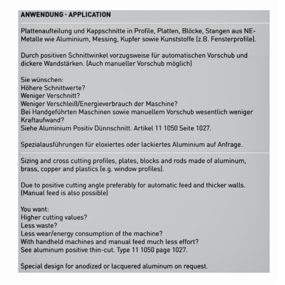 Karnasch HM-bestücktes Kreissägeblatt,Sägeblatt, Alu Positiv, Kunststoffe, GFK, Kupfer, Ø 200 - 600