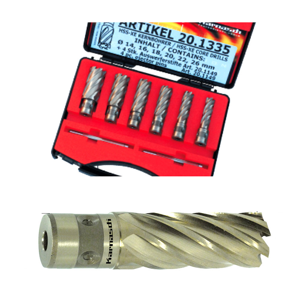 Karnasch Gold-Line Kernbohrer-Set HSS-XE + GOLD-TECH - 6-teilig Ø 12-22 mm