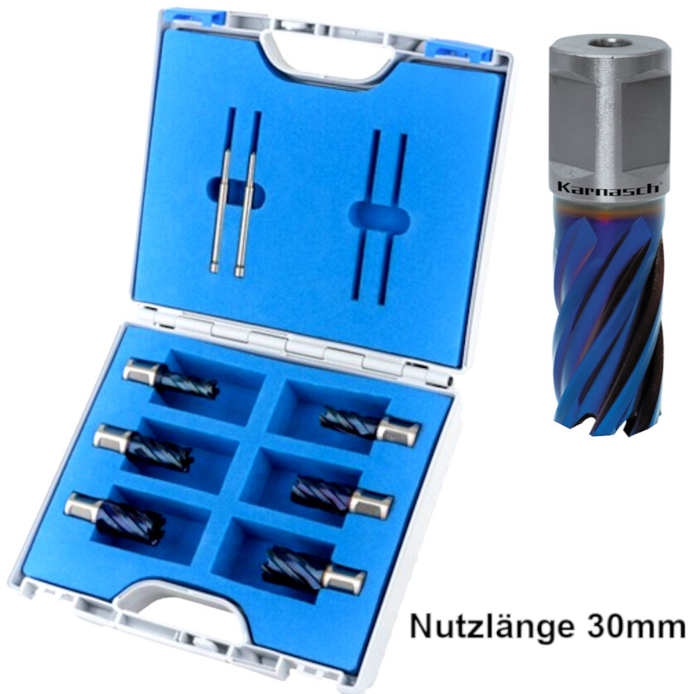 201325-1 Karnasch Kernbohrer-Set HSS-XE DuraBlue Beschichtet, Ø 12-22 mm, 8-teilig