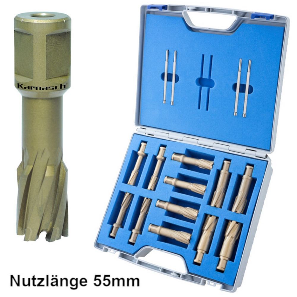 HM-Kernbohrer, Kernlochbohrer und Hohlbohrer im Set mit Weldonschaft
