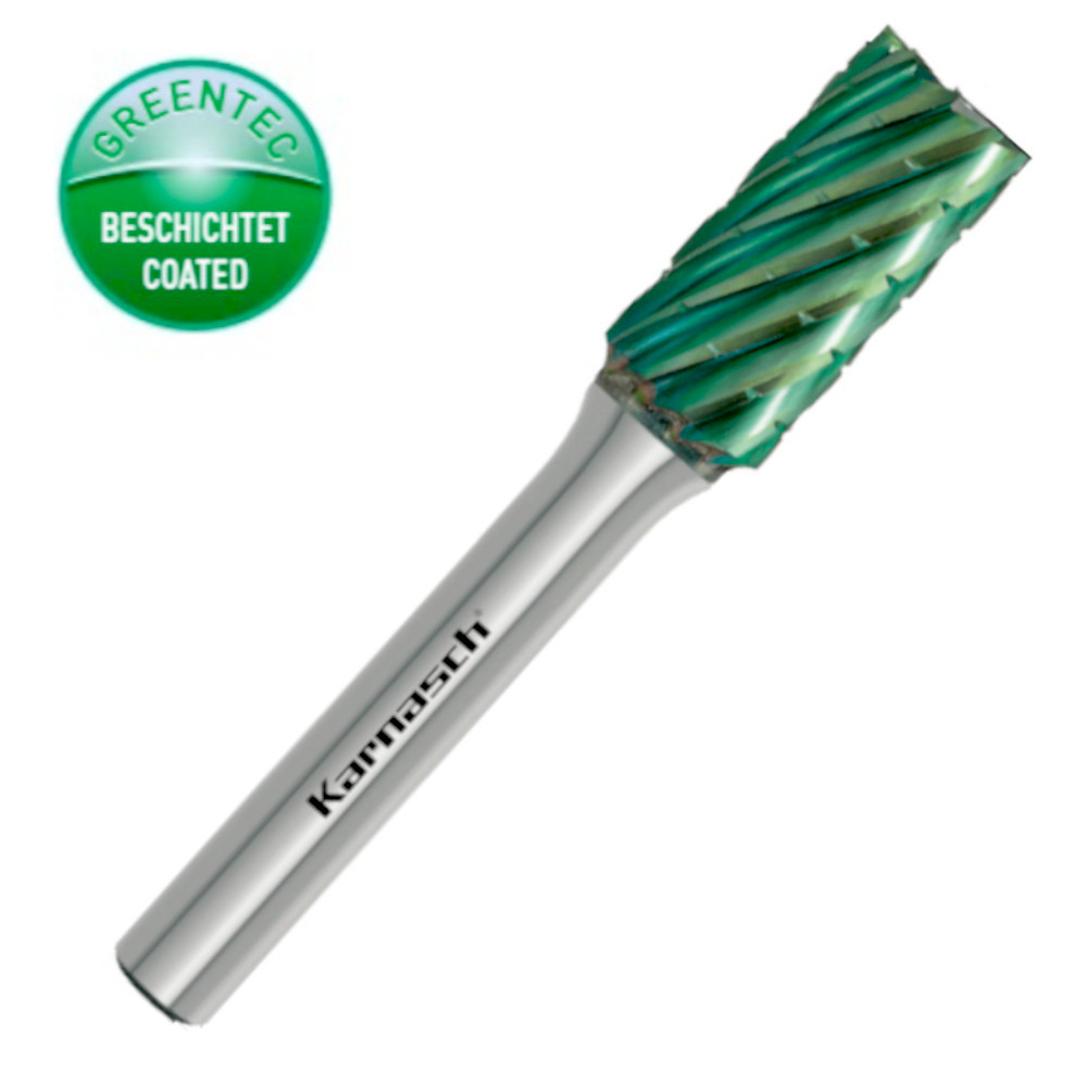HM Frässtift, Ø=6-16mm, ZYA, Serie 116090, Zylinderform, HP3 PRO, beschichtet, Green Tec