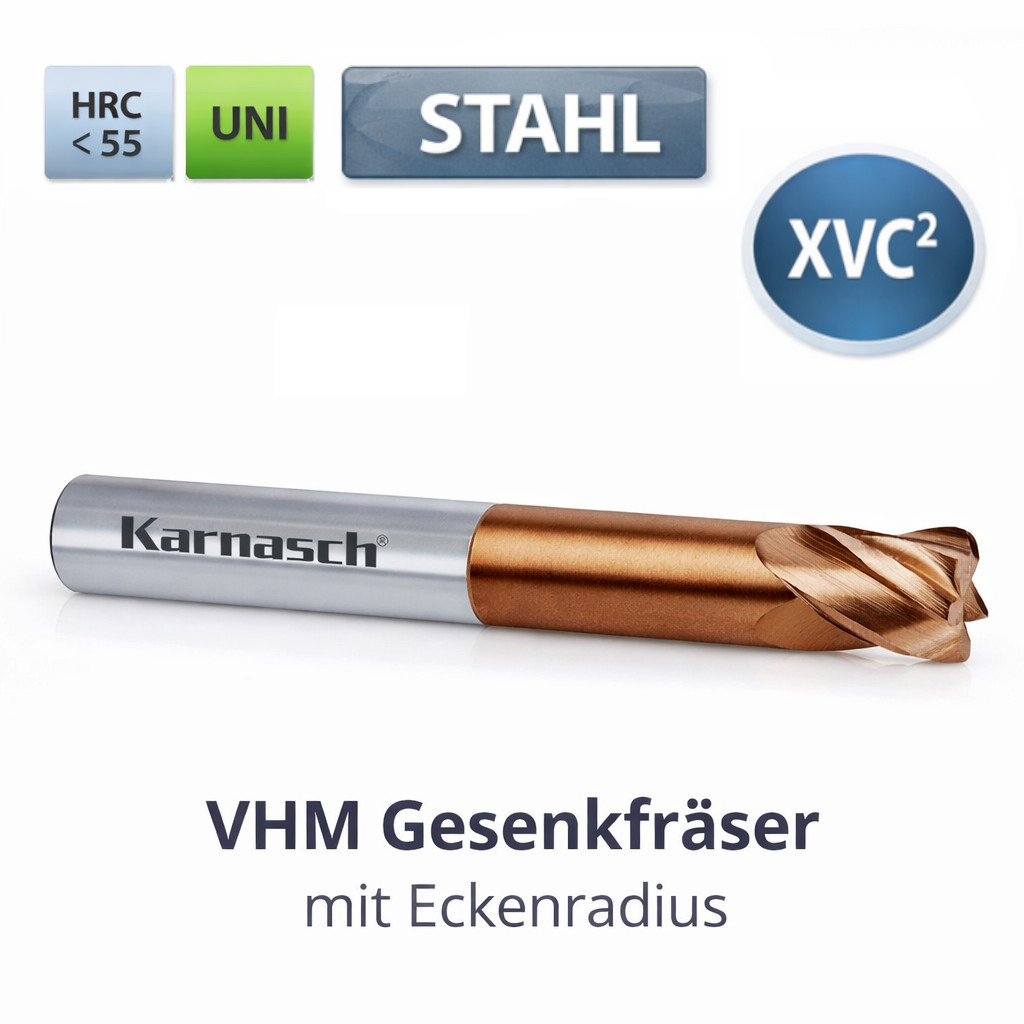 VHM Gesenkfräser kurz mit Eckenradius XVC2 beschichtet CNC Fräser