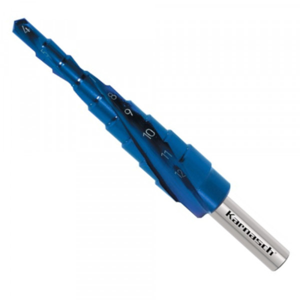 Stufenbohrer HSS-XE 4-12 mm, Blue-Dur beschichtet, 2 Schneiden, CBN, Kegelbohrer