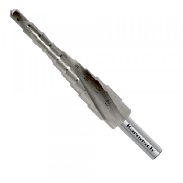 Stufenbohrer HSS-XE 4-12 mm, Spiral genutet, 2 Schneiden, CBN, Kegelbohrer