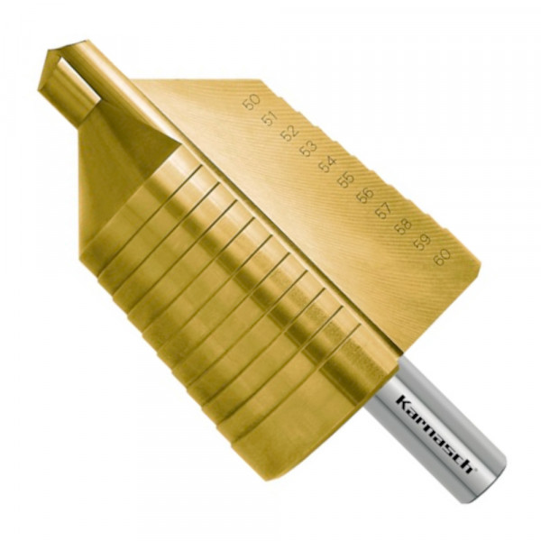 Stufenbohrer, HSS-XE TIN-Gold, d=50-60mm, CBN geschliffen, 2 Schneiden