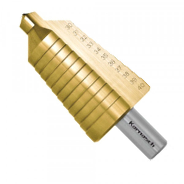 Stufenbohrer HSS-XE TIN-GOLD beschichtet, d=30-40mm, CBN, 2 schneidig, Karnasch