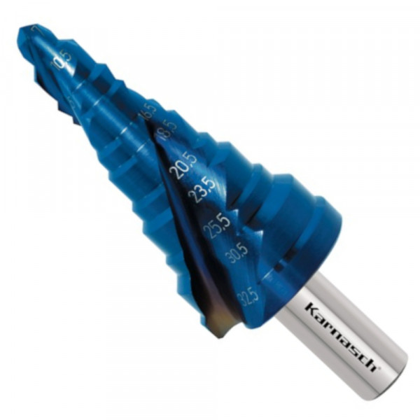 Stufenbohrer HSS-XE 7-32,5 mm, Blue-Dur für Kabelverschraubungen, 2 Schneiden, CBN