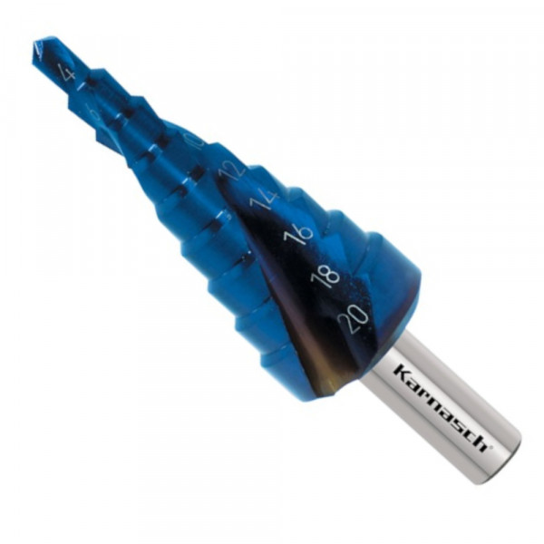 Stufenbohrer HSS-XE 4-20 mm, Blue-Dur beschichtet, CBN, Kegelbohrer